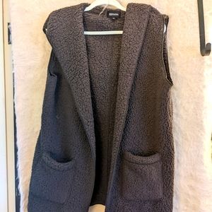 Grey Sherpa Vest with Hoodie